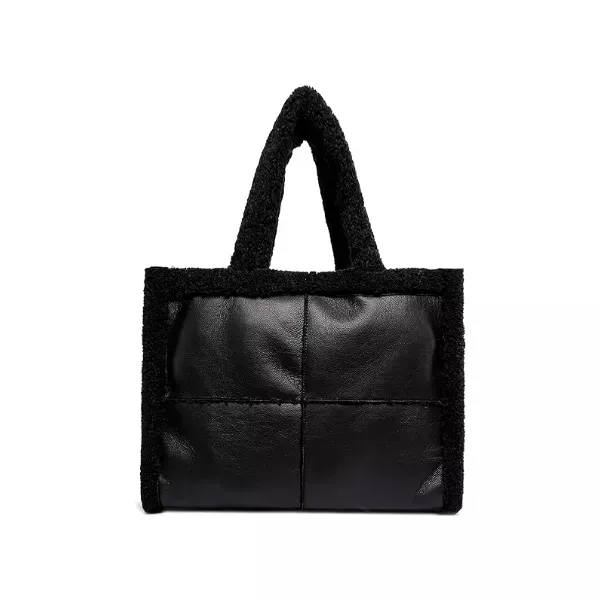 Like Dreams Large Sherpa Tote Bag, Inner Pocket Vegan Leather, Large Tote Hand bags for Women